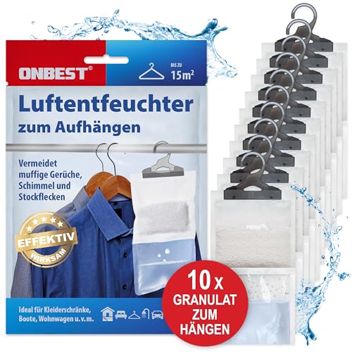 ONBEST Großes 10x Luftentfeuchter Set zum Aufhängen – Effektive Luftentfeuchter mit 500 ml Beutel –...