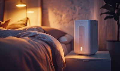 Leiser Luftentfeuchter mit Nachtmodus im Schlafzimmer